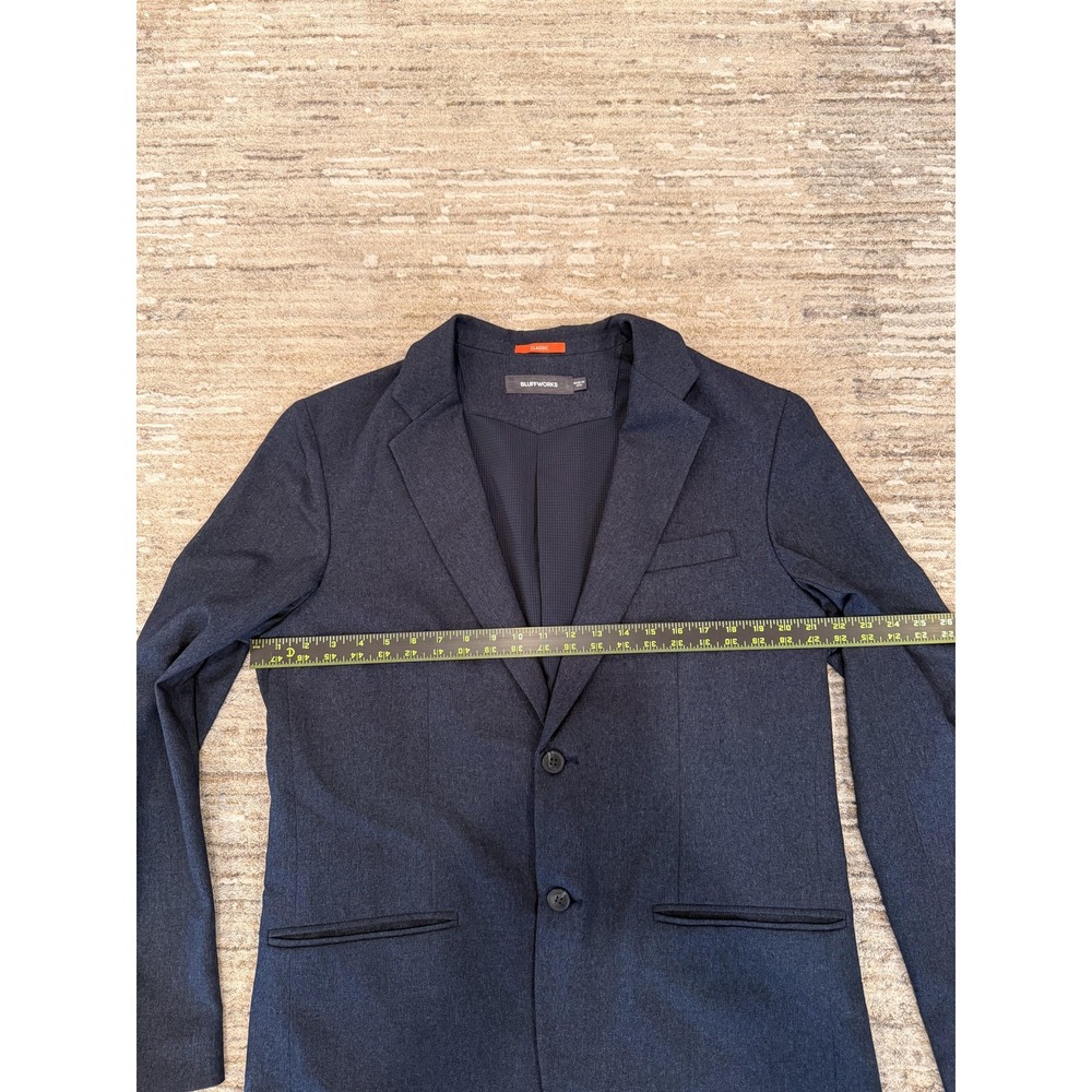 Bluffworks Blazer Suit Jacket Mens 44L Charcoal Classic Polyester Travel NYC USA - Picture 14 of 16